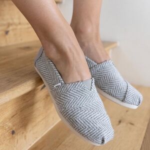 TOMS Alpargata Herringbone Flats Drizzle Grey size 7